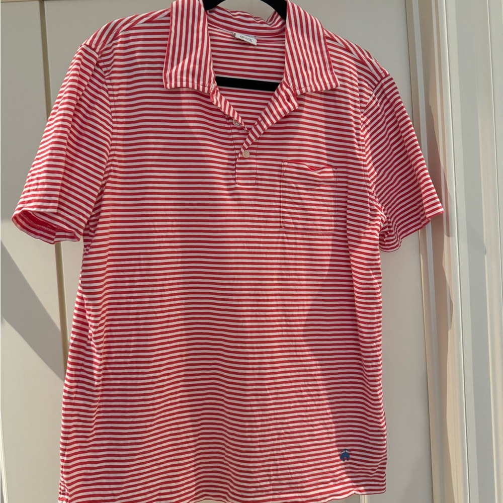 Brooks brothers red and white striped polo, size L, EUC